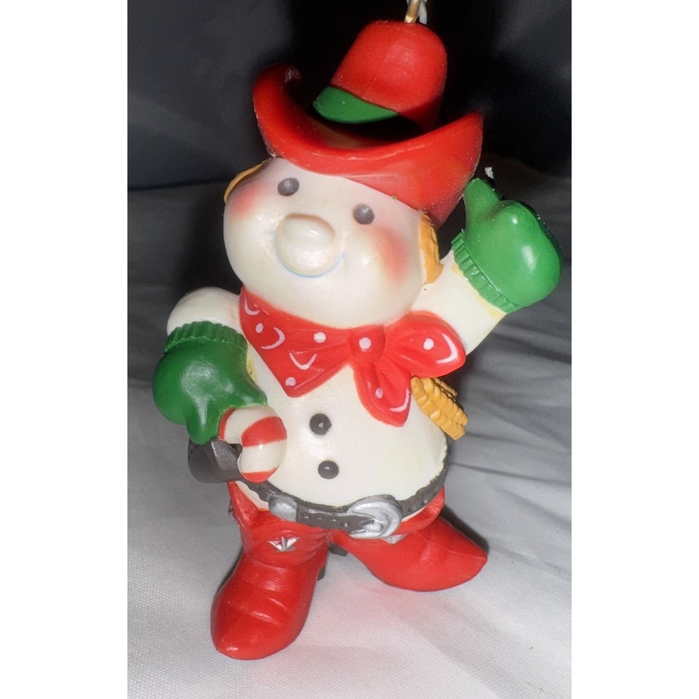 Vintage 1982 Hallmark Cowboy Snowman Christmas‎ Ornament